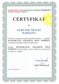 Certyfikat Konsorcjum Polskich Biur Podry
